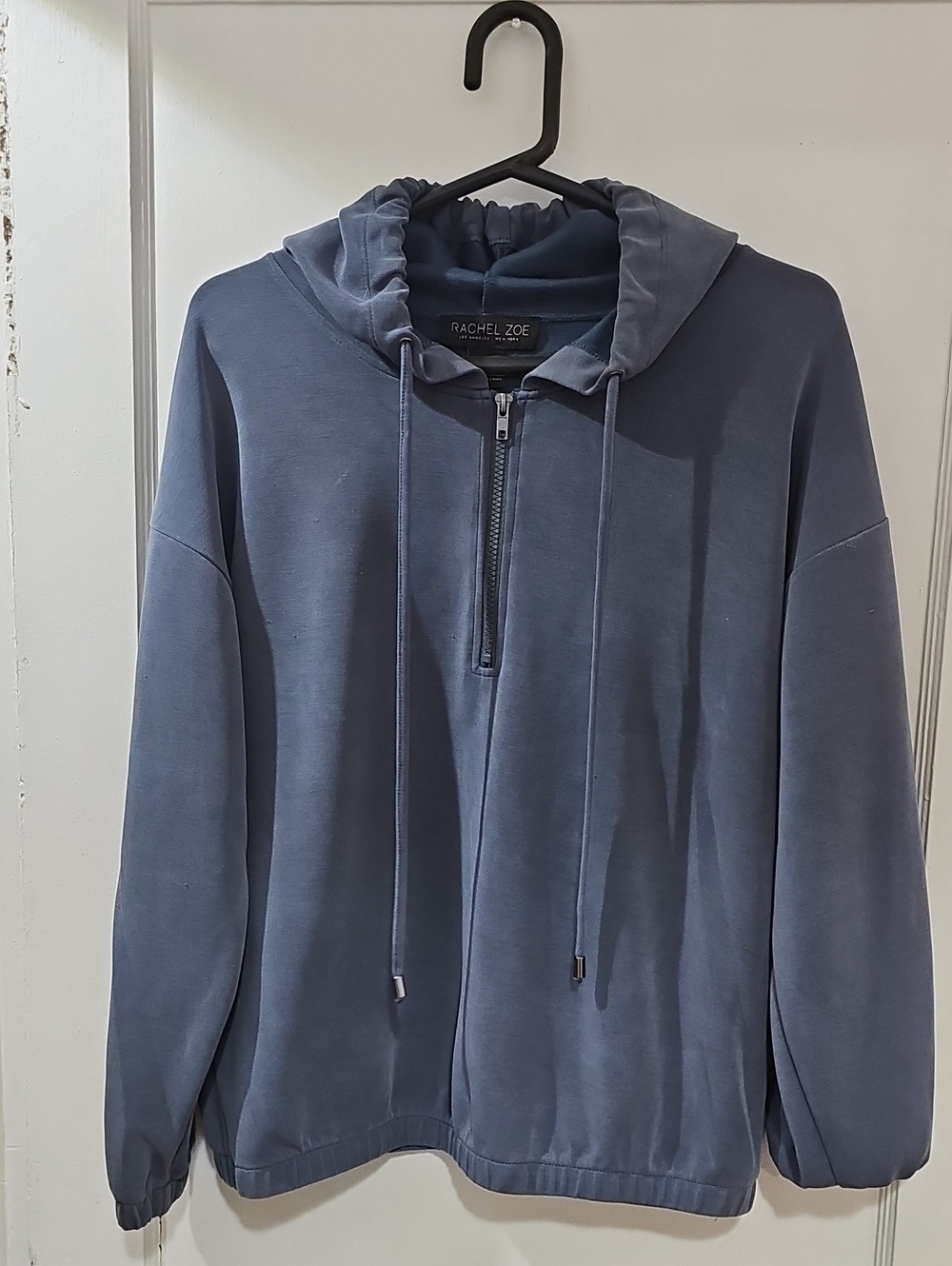 Rachel Zoe Women's Slate Blue Half-Zip Hoodie Sweater